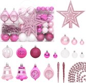 vidaXL - 108-delige - Kerstballenset - wit - en - roze