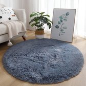 Ronde tapijten, pluizig tapijt, superzachte nepbont fluffy moderne fluffy binnenkleden, voor woonkamer, slaapkamer, buitentapijt (grijs, 100 x 100 cm)