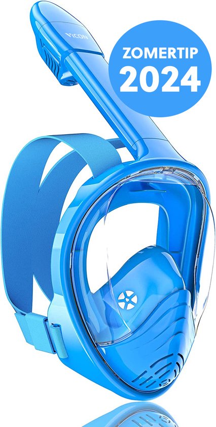 Foto: Vicon snorkelmasker voor kinderen 4 t m 12 jr snorkelset blauw full face duikmasker kind duikbril met snorkel