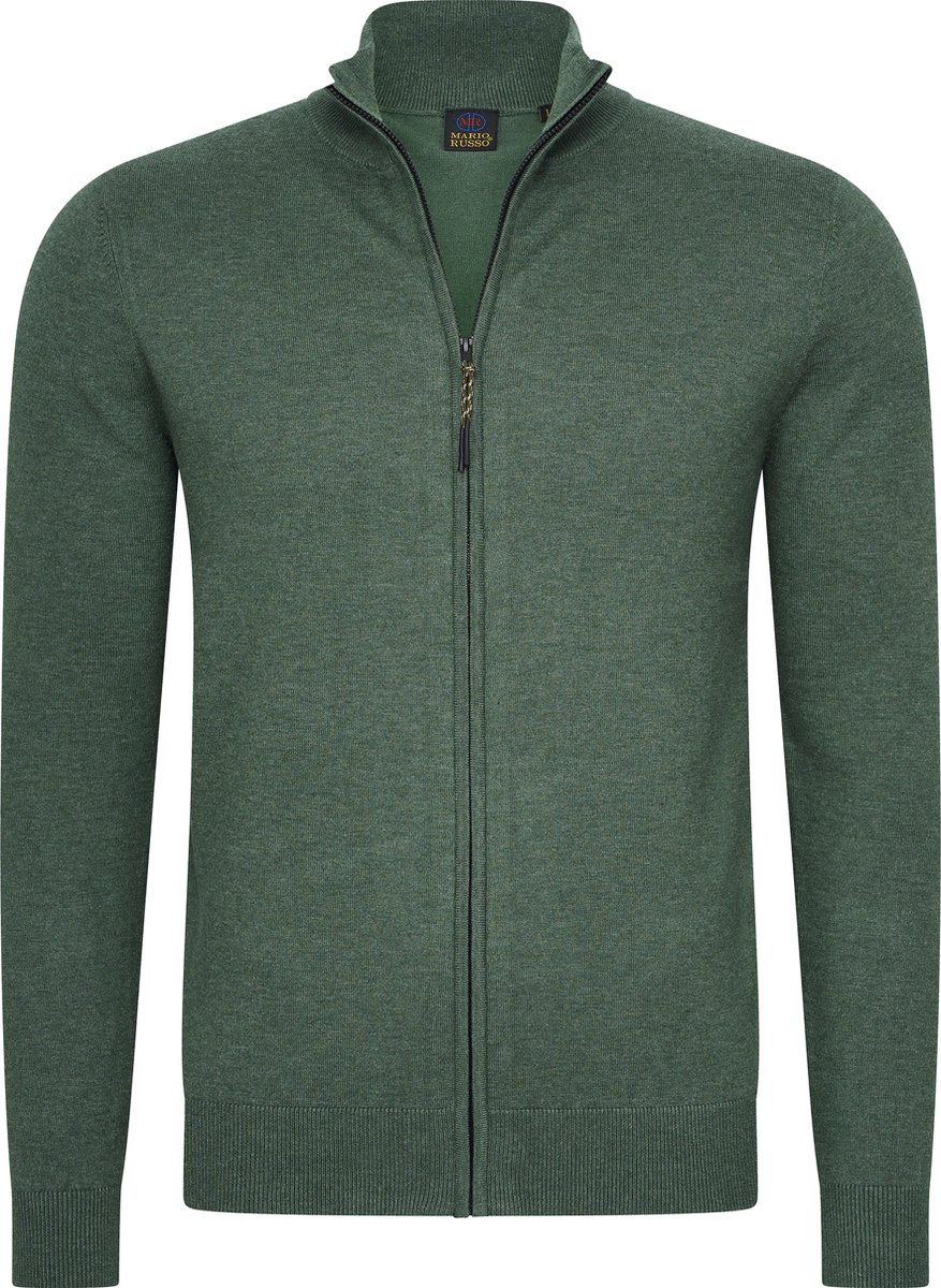Mario Russo Full Zip Cardigan - Vest Heren - Coltrui Heren - Trui Heren - Groen - L