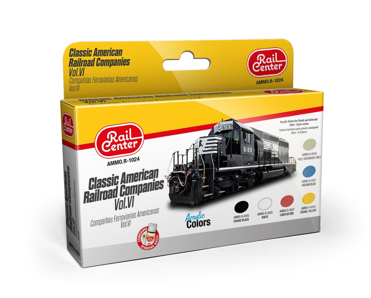AMMO by Mig Jimenez Hobbyverf Acrylverf - MIG R1024 Rail Center - American Railroad Companies Vol. VI - Acryl Set Verf set - 6 x 17 ml
