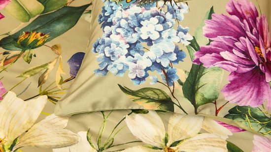 Snoozing Flowering Dekbedovertrek - Eenpersoons - 140x200/220 cm - Groen