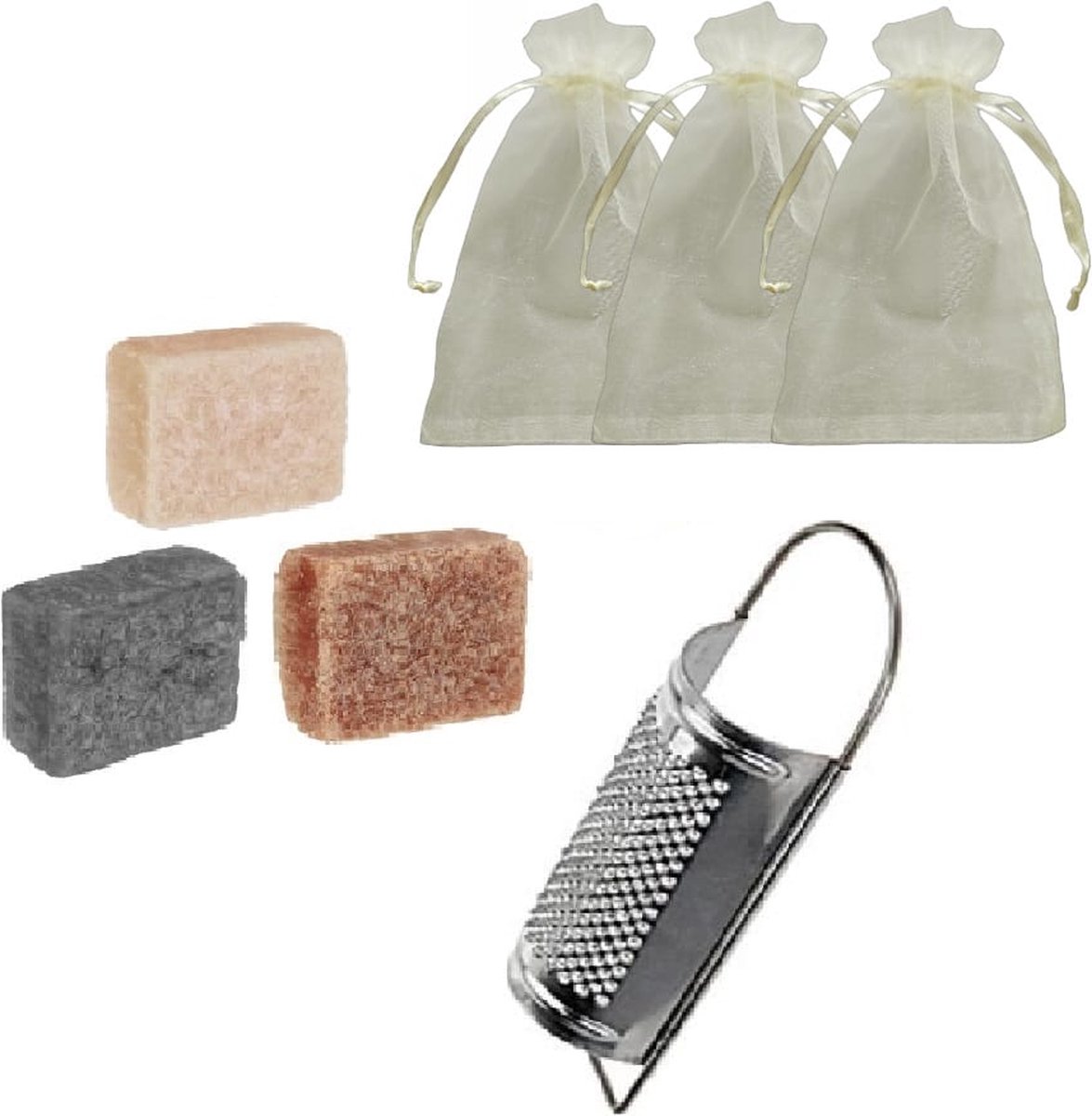 Youhomy Geurblokjes set met organza zakjes & mini rasp - 3 heerlijke geurenblokje - SANDAL WOOD-JASMINE-CASHMERE| woonkamer| kledingkast| Cadeauset