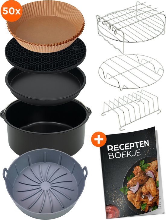 Foto: Airfryer accesoires airfryer xl xxl heteluchtfriteuse accesoires recepten e book airfryer siliconen bakje airfryer bakpapier set 9 delig