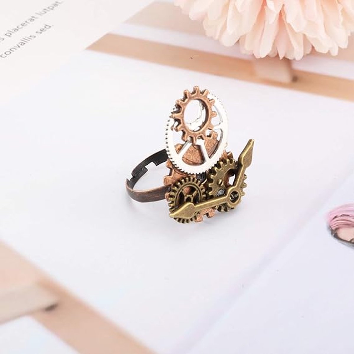 Ourdort 4 stuks steampunk accessoires voor dames, steampunk kostuum, tandwielen, halsketting, oorbellen, armband, ring, vintage, metalen tandwiel, steampunk accessoires, gothic sieradenaccessoireset