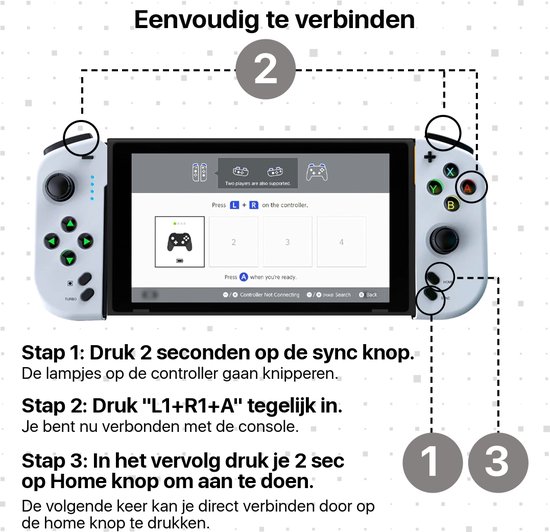 Hoe de witte Nintendo Switch controller te verbinden met de console.