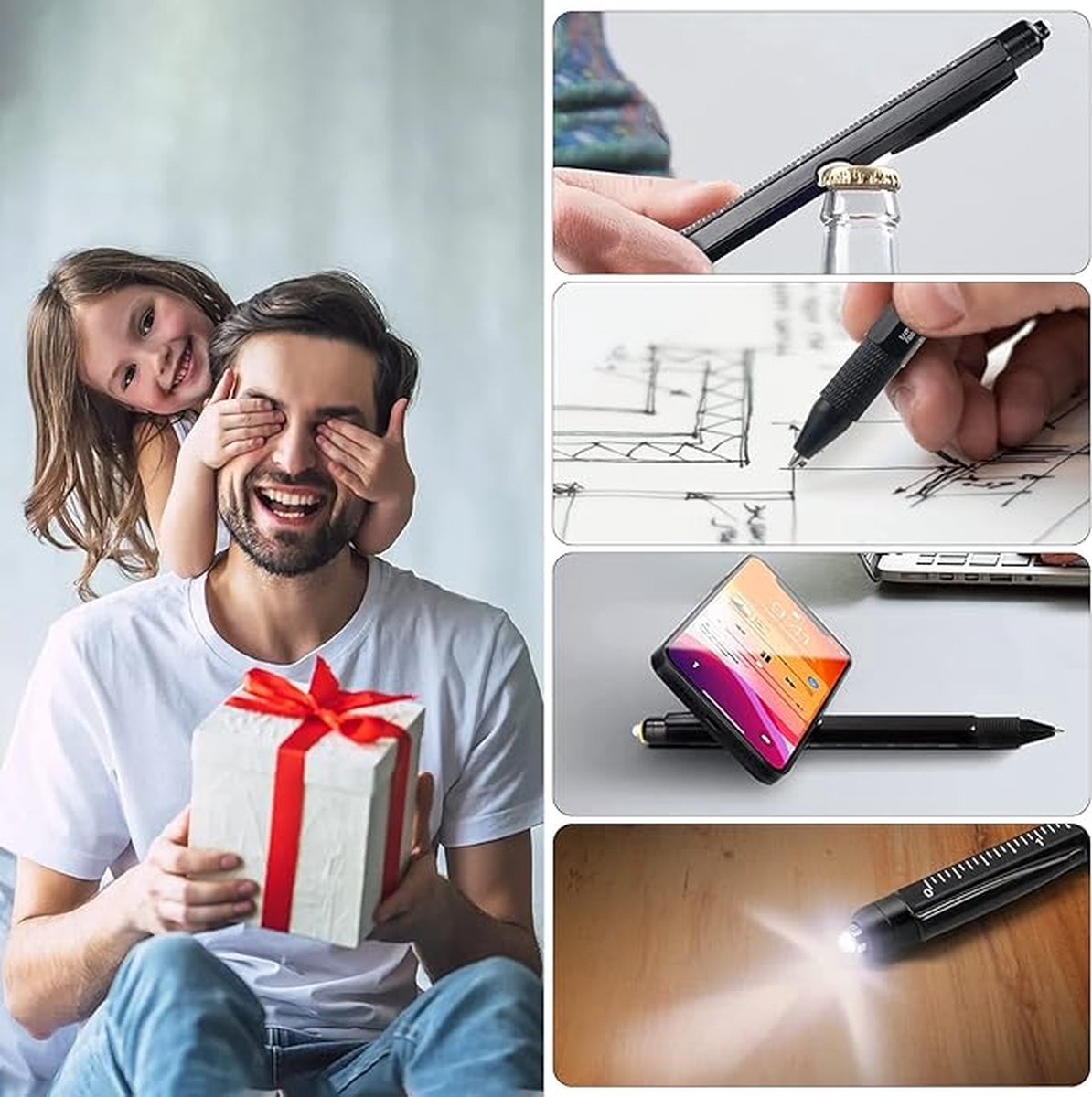 Cadeaux pour hommes, stylo à outils multifonctionnel avec gadgets