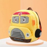 Kinder Rugzak - School Bus - Cartoon Auto Rugzak - Pluche Dieren - Lichtgewicht Kleuterschool Rugzak - Geel Kleur - 26 x 25 cm