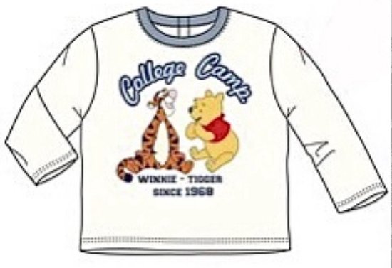 Disney Winnie The Pooh Baby Shirt - Lange Mouw - Off White - Maat 68 (Tot 6 Maanden)