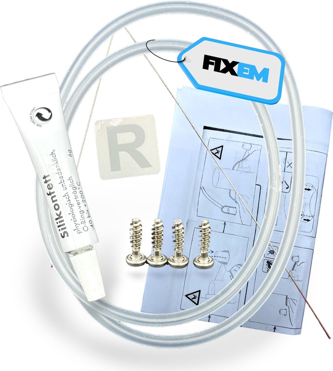 Fixem® - Geschikt voor Bosch, Siemens Reparatieset - Afdichting Pomphuis Zeefhuis - 12005744 12026667 - Compleet Met Vet