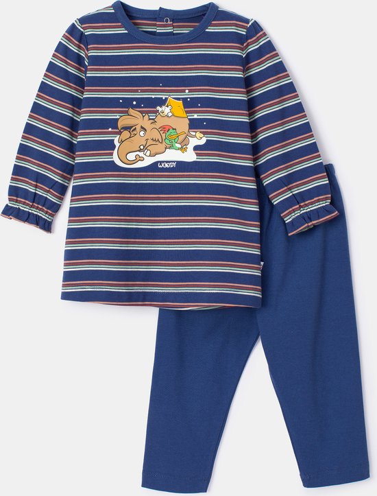 Woody pyjama baby meisjes - multicolor gestreept - mammoet - 232-10-BLB-S/904 - maat 80