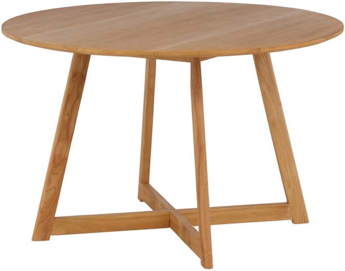 Yadikon eetkamertafel Ø120cm , uittrekbaar met extra plaat eik decor.