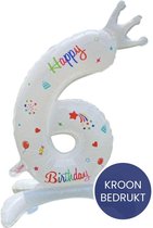 Cijfer Ballonnen - Cijfer Ballon 6 - Staand - 80cm - Ballonnen Wit & Kleur - Opblaascijfer 6 - Verjaardag Versiering 6 jaar - Jongen & Meisje - Verjaardag Decoratie - Happy Birthday