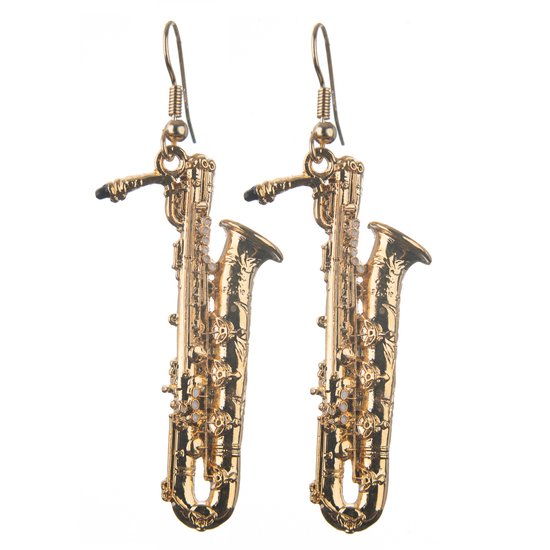 Boucles d'oreilles d'oreilles saxophone baryton plaqué or