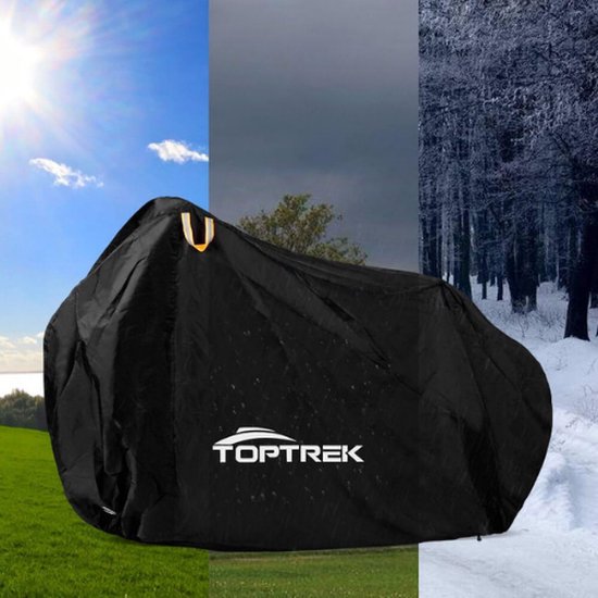 toptrek Fahrradschutzhülle Fahrradträger Reißfeste, Fahrradabdeckung Heckträger mit 6m Sicherheitsseil, 600D Oxford-Gewebe Fahrradgarage Heavy Duty&Wasserdicht für Reisende Lagerung