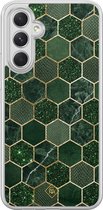 Casimoda® hoesje - Geschikt voor Samsung Galaxy A54 - Kubus Groen - 2-in-1 case - Schokbestendig - Geometrisch patroon - Verhoogde randen - Groen, Transparant