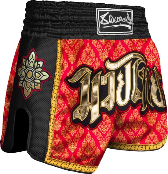 8 WEAPONS Muay Thai Shorts Super Mesh Ancient 2.0 Rood Goud