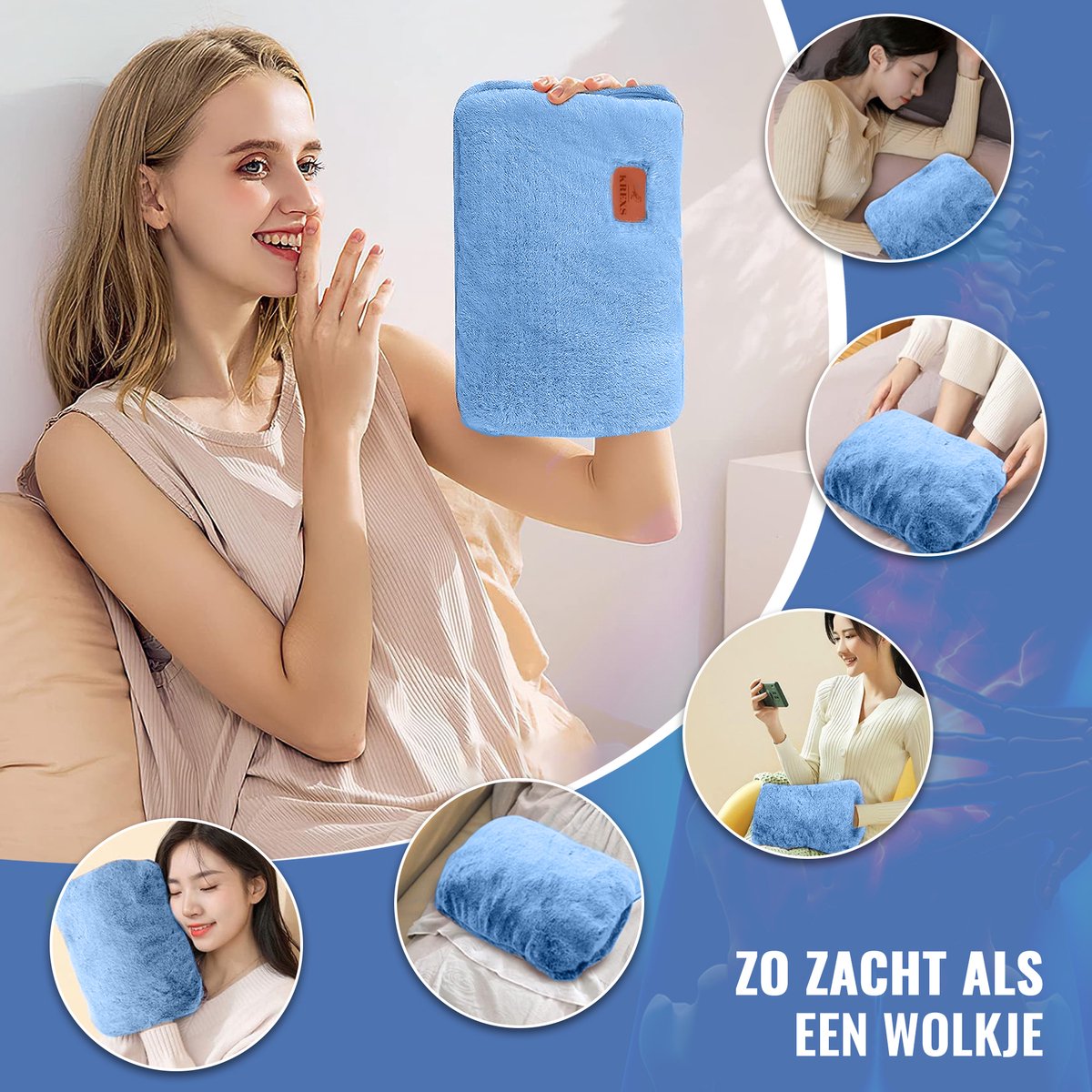 Krexs Elektrische Kruik - 2 Stuks - Elektrische Warmwaterkruik - Oplaadbare Kruik - Warmtekruik - Blauw - Volwassenen – foto 5