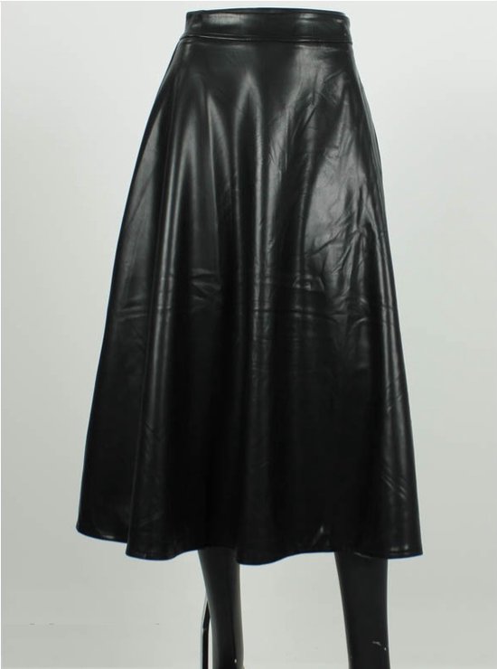 Rok - Leather Look - Zwart - Maat S (36)