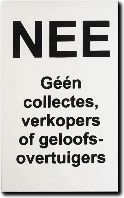 Foto: Nee geen collectes verkopers of geloofsovertuigers deurbordje zwart aluminium 50 x 80 mm promessa design 