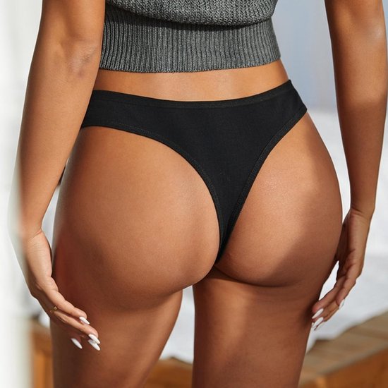 Comfortabele Dames String Zwart Katoen Vrouwen Lingerie Ondergoed Maat XL bol