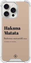 Casimoda® hoesje - Geschikt voor iPhone 15 Pro Max - Hakuna Matata - Shockproof case - Extra sterk - TPU/polycarbonaat - Bruin/beige, Transparant
