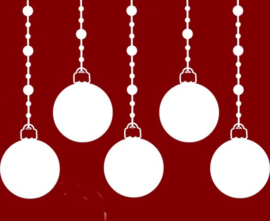Little1Gifts - Raamsticker - Kerstballen slingers - blanco- groot - wit