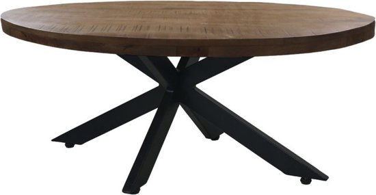 Ovale salontafel - 120x80x44,5 - Naturel/zwart - Mangohout/metaal