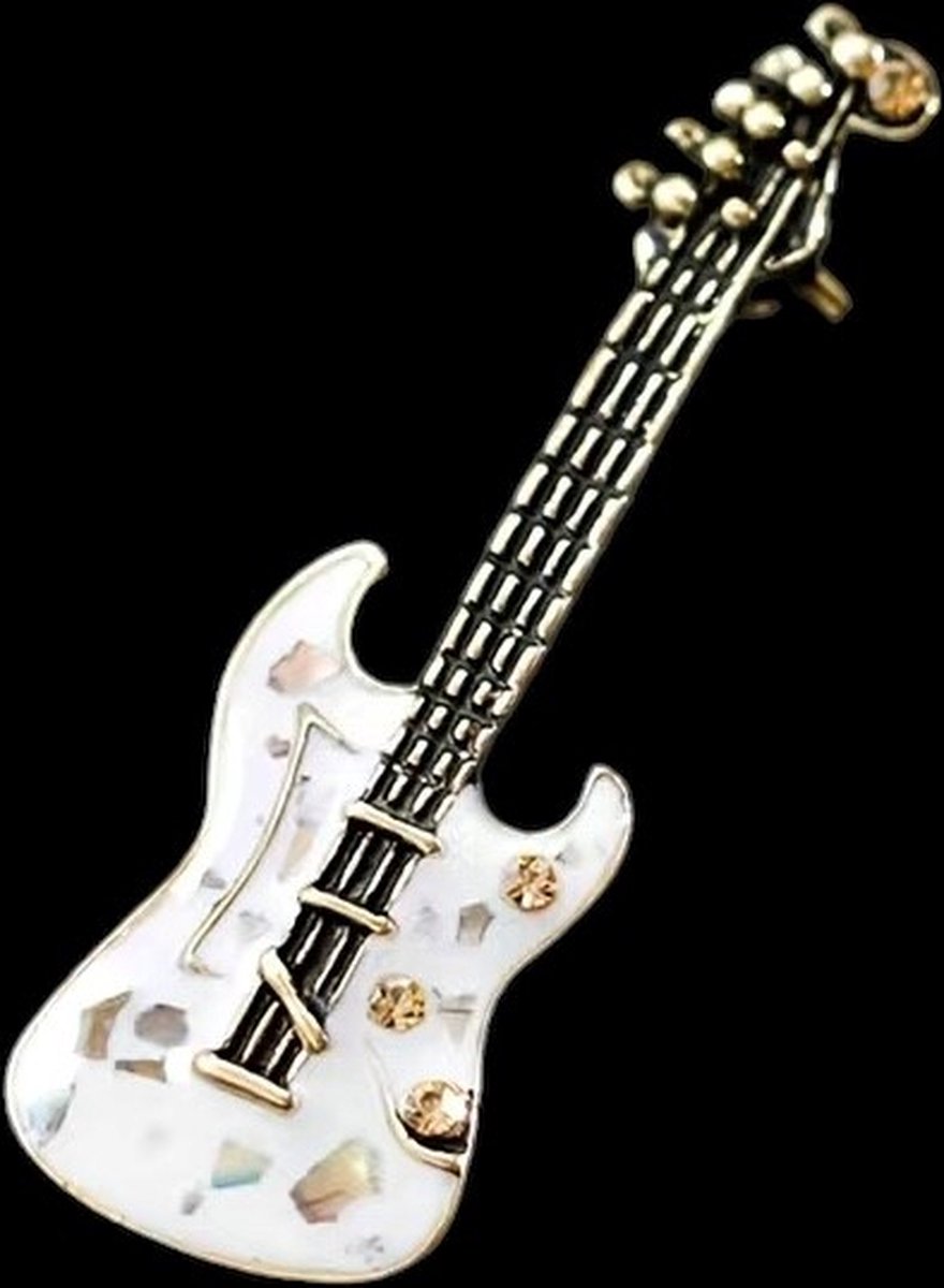 Broche Gitaar Wit (4.8 x 2.0 cm)