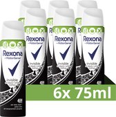 Rexona MotionSense Compressed Anti-Transpirant Spray - Invisible - helpt tegen witte strepen, met MotionSense Technologie - 6 x 75 ml