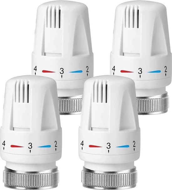 Pack of 4 Thermostat Head Radiator Valve, Radiator Thermostat with Zero ...