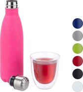 relaxdays Thermosfles - drinkfles - thermosbeker isolerend - isoleerfles - 0,5 liter roze
