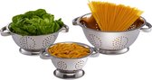 Relaxdays Vergiet set van 3 - keukenzeef - pasta vergiet - roestvrij staal - zeef keuken