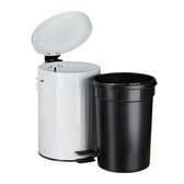 relaxdays Poubelle à pédale rétro - poubelle toilettes - poubelle de cuisine - blanc 5 litres