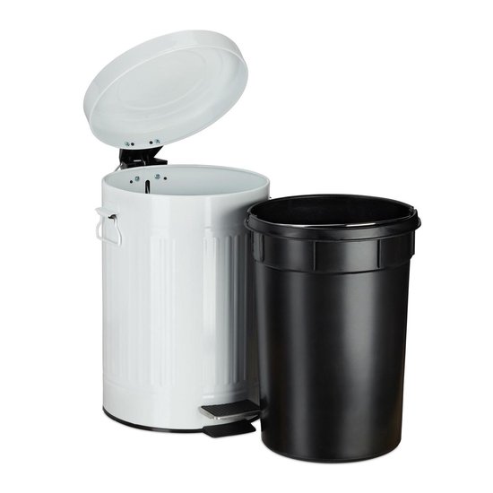 bol.com | relaxdays Pedaalemmer retro - prullenbak toilet - afvalbak keuken  - wit 5 Liter