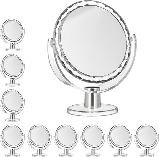 relaxdays 10x miroir de maquillage avec grossissement - miroir de rasage -  sur pied -... | bol.com