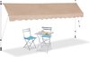 Relaxdays markies verstelbaar - klem-zonwering - beige - zonnescherm balkon - zonder boren - 400 x 120 cm