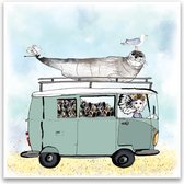 Petit Paris - Hollands tegeltje - Zeeuws meisje - vintage bus - zeehond - uniek cadeau - Zeeland