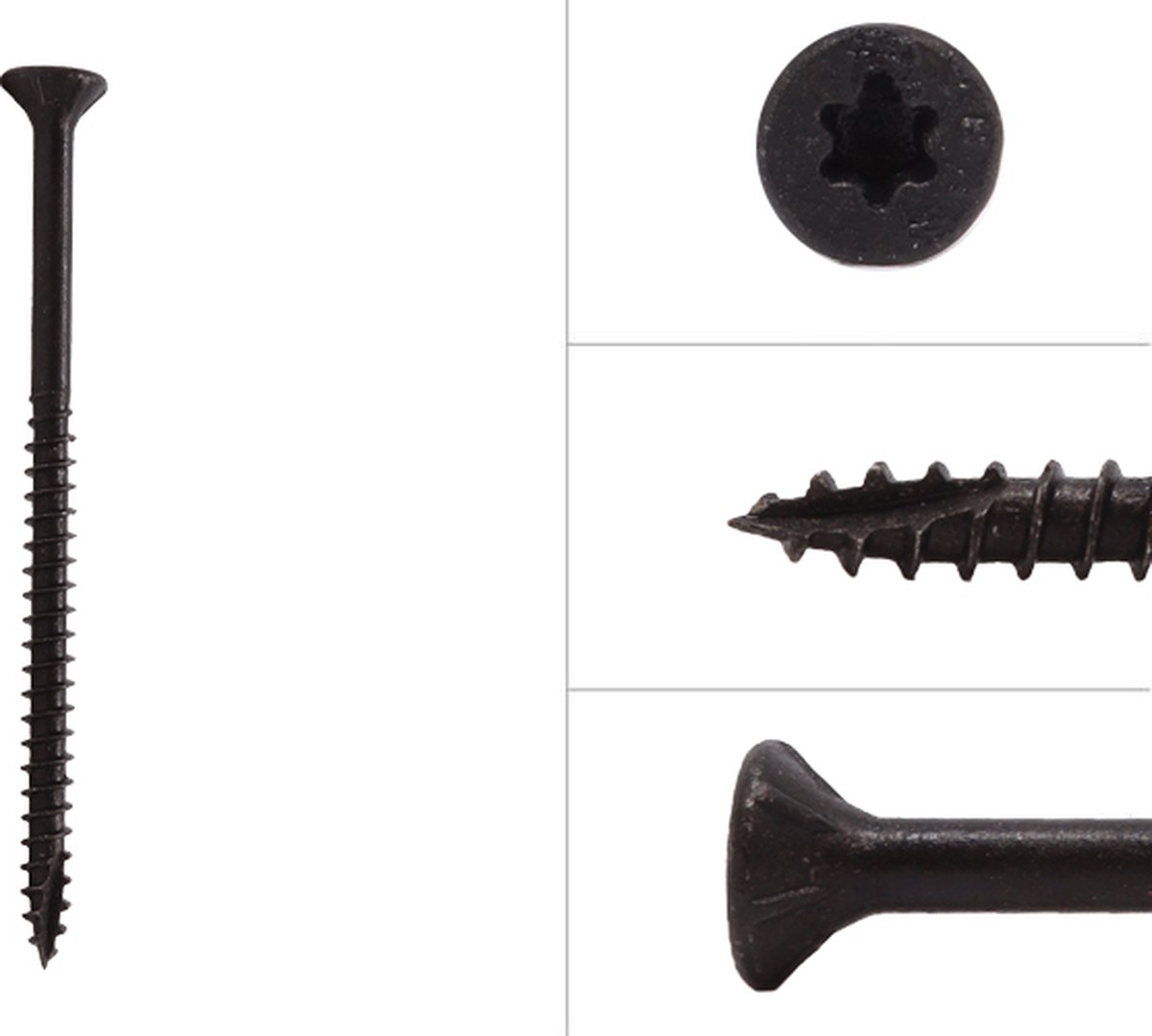 Wovar Zwarte Schroeven Verzinkt 5 x 80 mm Torx 20 met Snijpunt | 50 Stuks | Houtschroeven