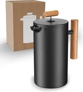 Thermo French Press Koffiezetapparaat van roestvrij staal, 1 liter, 5 kopjes, verkrijgbaar in 3 maten, dubbelwandig: houdt lang warm, koffiemaker