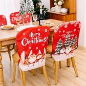 4 stuks kerststoelhoezen met kerstthema, stoel-rugbedekking, rood en wit, tafeldecoratie voor kerstfeesten