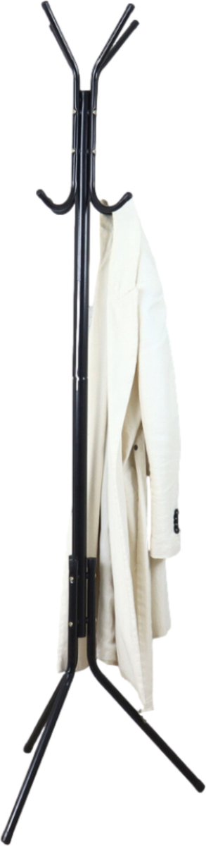 MISOU Kapstok - Staand - 8 haken - Zwart - Metaal - 171 cm - Industrieel