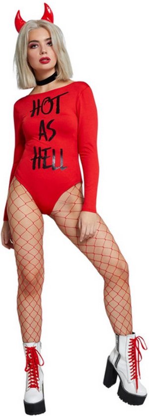 Smiffy's - Duivel Kostuum - Hot As Hell Duivelina - Vrouw - Rood - Medium - Halloween - Verkleedkleding