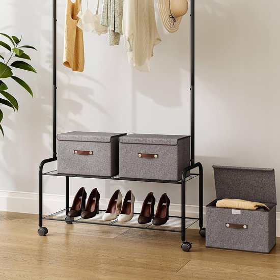 Janse® Opbergboxen set van 3 - Kleding organizer - Opslagbak - Opslagbox 3 stuks - Opvouwbare opbergmand - Stoffen opbergset - Opberger met deksel - Kast organizer