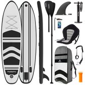 Bol.com LifeGoods SUP Board - met Zitje - Opblaasbaar Paddle Board - Complete Set - Max. 135KG - 320x81cm - Wit/Zwart aanbieding