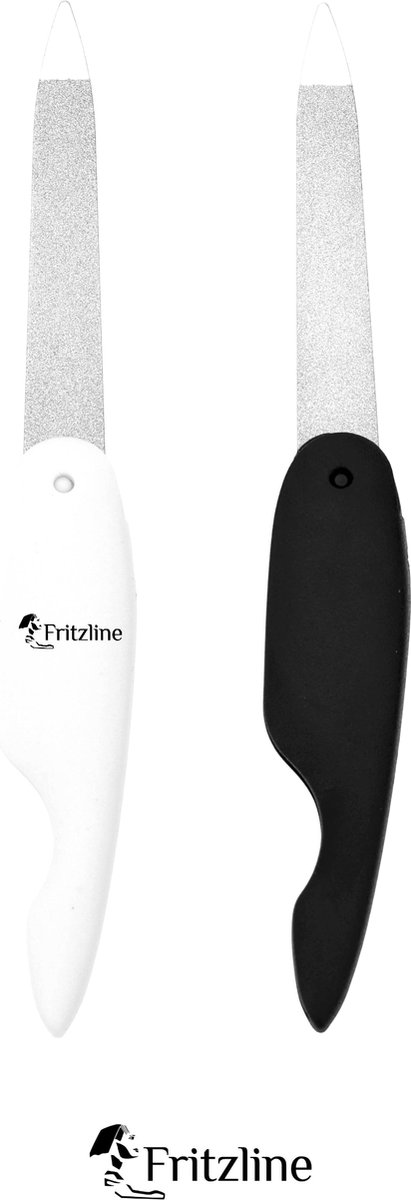 Fritzline® Set van 2 Inklapbare Reisnagelvijlen - Zwart en Wit - Nagelverzorging voor Onderweg - Nagelvijl
