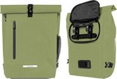 LifeGoods - Simple - 25L - Étanche - Également pour Vélo électriques - Avec bretelles - Impression réfléchissante - Se porte comme sac à dos et sac à bandoulière - Vert olive