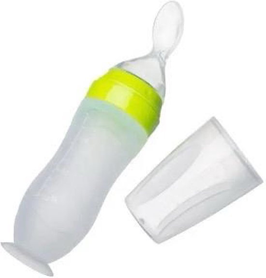 Knijpfles met lepel - Life Nur - Baby / Kinderbestek - Kraamcadeau - Babyshower - Groen - 120ml van Life Nur — afbeelding 2