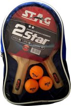 Stag 2 Star Tafeltennis Kit (Meerkleurig) | Materiaal-Hout | Comfortabele Grip | Lichtgewicht | Ideaal voor grote toernooien