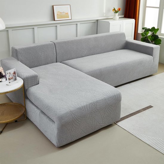 Housse de canapé, canapé d'angle, en forme de L, imperméable, extensible, housse de canapé universelle pour 1/2/3/4 places, en forme de L, canapé d'angle requis 2 (3 places, gris clair)